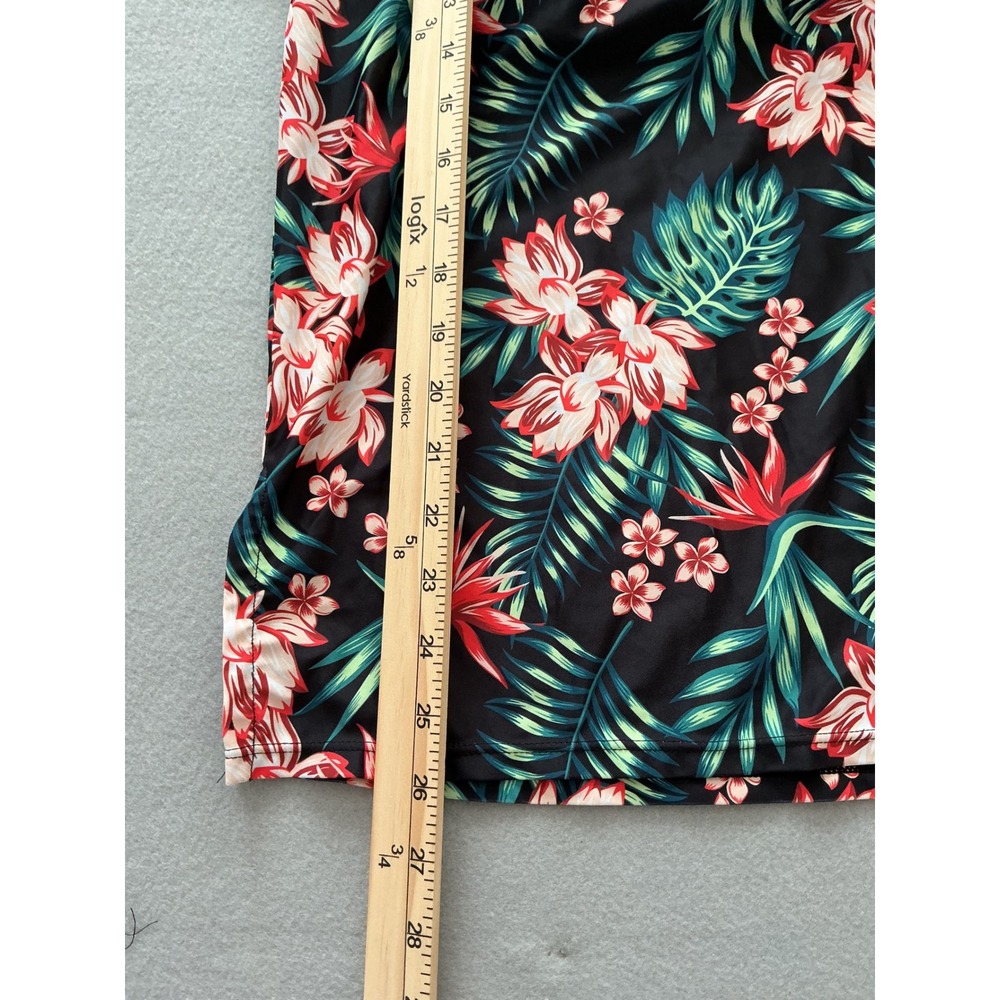 Unbranded Tropical Floral Rash Guard Swim Top XL Built-in Shelf Bra Blk Hibiscus - Picture 6 of 6